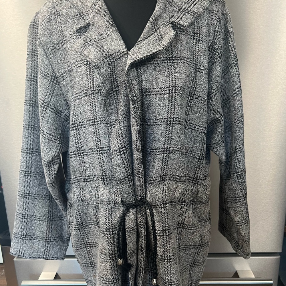SYMPHONY Vintage Gray Plaid Hooded Jacket